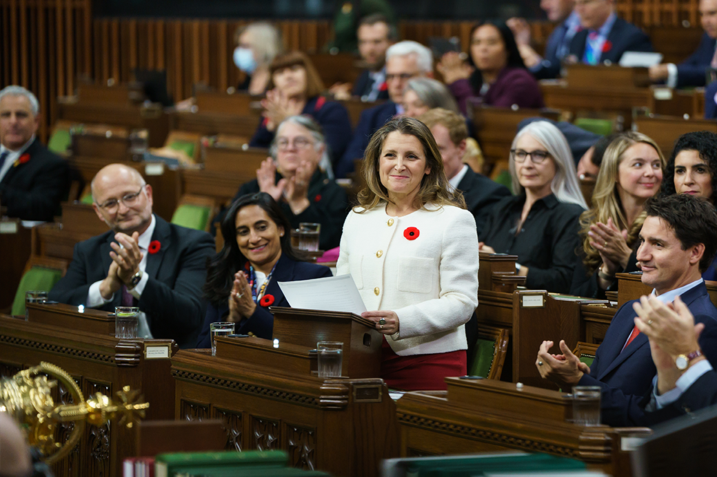 Deputy Prime Minister Chrystia Freeland delivering Fall Economic Statement 2022